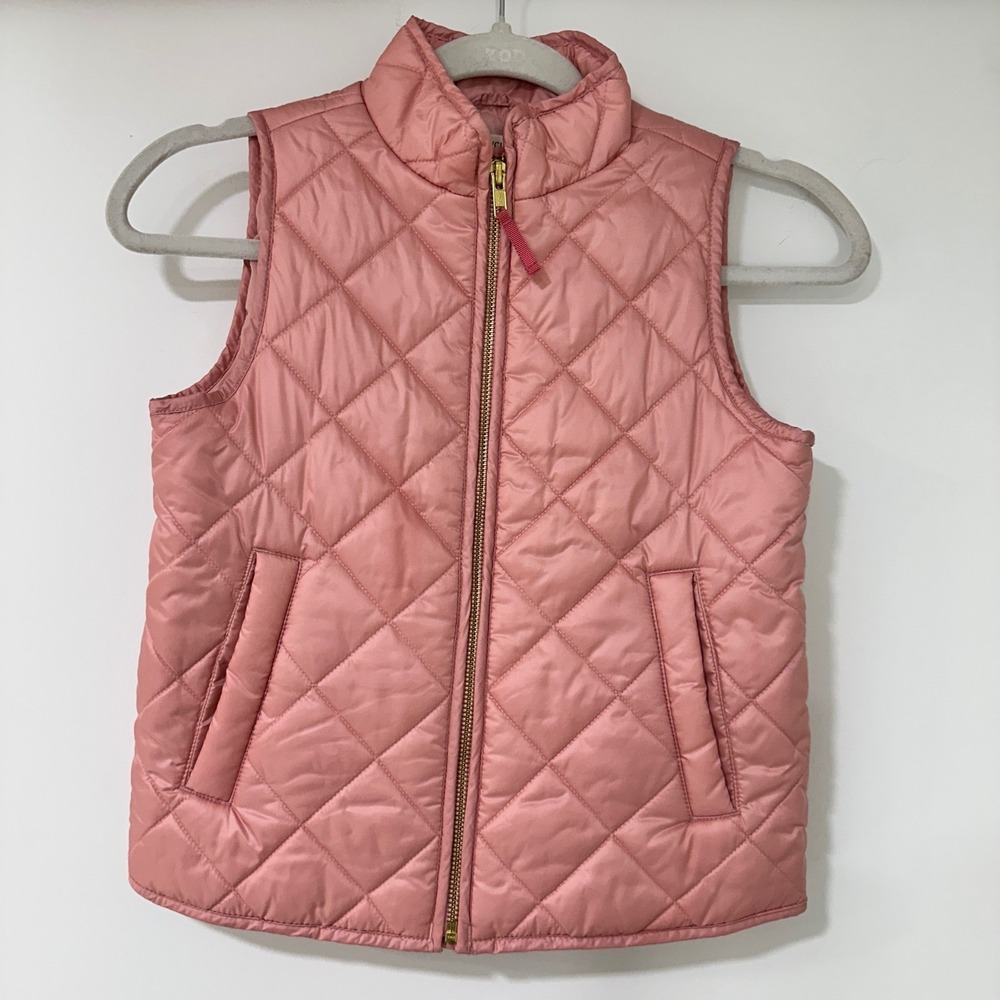 Crewcuts Quilted Puffer Vest Girls Size S Pink Diamond Stitch | Preppy Core